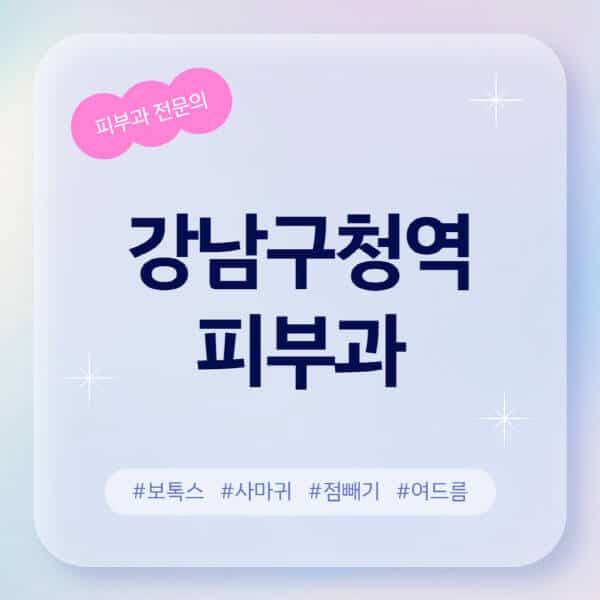 강남구청역-피부과-추천-후기-좋고-친절한-곳-근처-유명한-피부과-전문의-병원-찾기-여드름-레이저-제모-점빼기-보톡스-아토피-무좀-사마귀