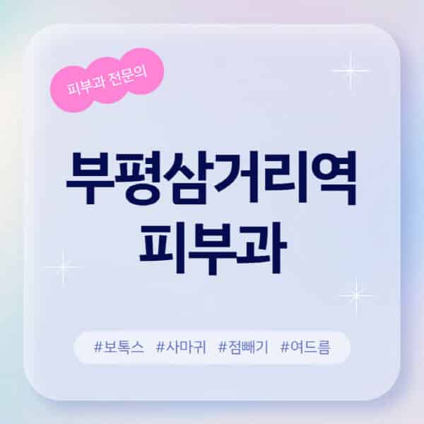 부평삼거리역-피부과-추천-후기-좋고-친절한-곳-근처-유명한-피부과-전문의-병원-찾기-여드름-레이저-제모-점빼기-보톡스-아토피-무좀-사마귀