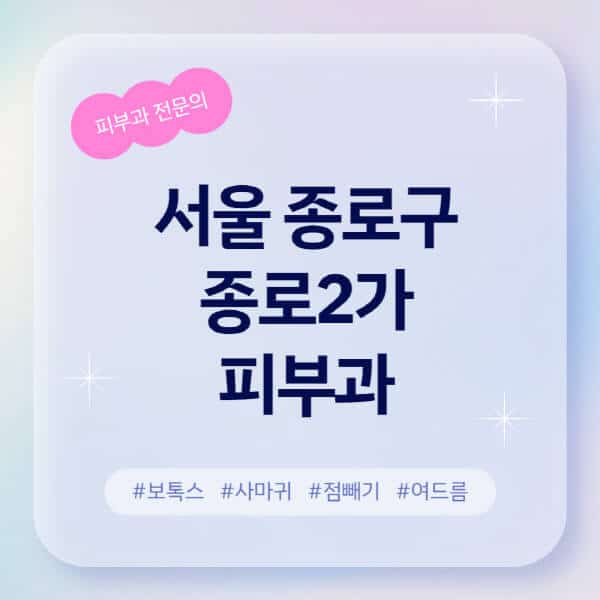 서울 종로구 종로2가-피부과-추천-후기-좋고-친절한-곳-근처-유명한-피부과-전문의-병원-찾기-여드름-레이저-제모-점빼기-보톡스-아토피-무좀-사마귀