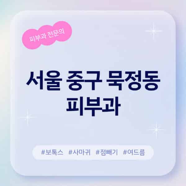 서울 중구 묵정동-피부과-추천-후기-좋고-친절한-곳-근처-유명한-피부과-전문의-병원-찾기-여드름-레이저-제모-점빼기-보톡스-아토피-무좀-사마귀