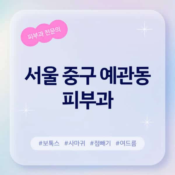 서울 중구 예관동-피부과-추천-후기-좋고-친절한-곳-근처-유명한-피부과-전문의-병원-찾기-여드름-레이저-제모-점빼기-보톡스-아토피-무좀-사마귀
