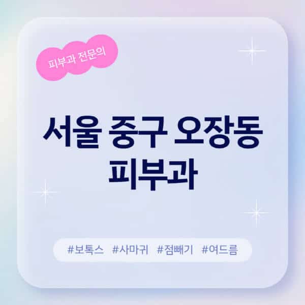 서울 중구 오장동-피부과-추천-후기-좋고-친절한-곳-근처-유명한-피부과-전문의-병원-찾기-여드름-레이저-제모-점빼기-보톡스-아토피-무좀-사마귀