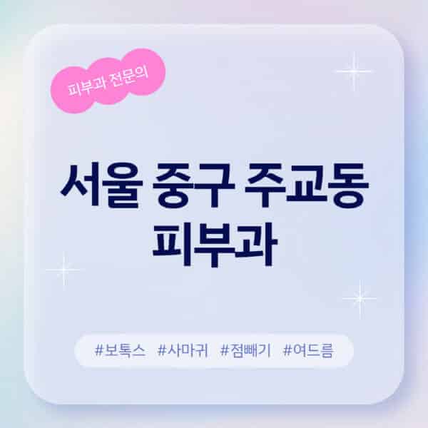 서울 중구 주교동-피부과-추천-후기-좋고-친절한-곳-근처-유명한-피부과-전문의-병원-찾기-여드름-레이저-제모-점빼기-보톡스-아토피-무좀-사마귀