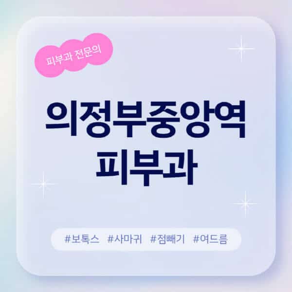 의정부중앙역-피부과-추천-후기-좋고-친절한-곳-근처-유명한-피부과-전문의-병원-찾기-여드름-레이저-제모-점빼기-보톡스-아토피-무좀-사마귀