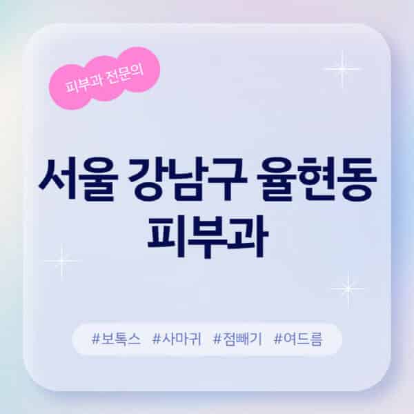 서울 강남구 율현동-피부과-추천-후기-좋고-친절한-곳-근처-유명한-피부과-전문의-병원-찾기-여드름-레이저-제모-점빼기-보톡스-아토피-무좀-사마귀