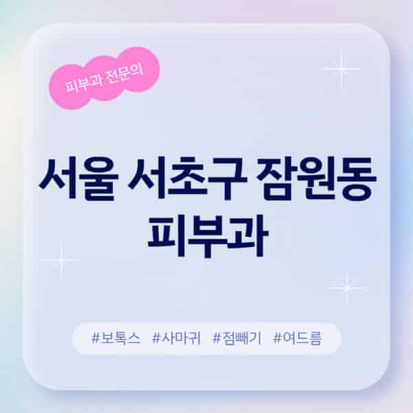 서울 서초구 잠원동-피부과-추천-후기-좋고-친절한-곳-근처-유명한-피부과-전문의-병원-찾기-여드름-레이저-제모-점빼기-보톡스-아토피-무좀-사마귀