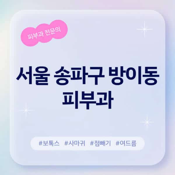 서울 송파구 방이동-피부과-추천-후기-좋고-친절한-곳-근처-유명한-피부과-전문의-병원-찾기-여드름-레이저-제모-점빼기-보톡스-아토피-무좀-사마귀