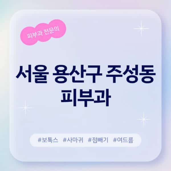 서울 용산구 주성동-피부과-추천-후기-좋고-친절한-곳-근처-유명한-피부과-전문의-병원-찾기-여드름-레이저-제모-점빼기-보톡스-아토피-무좀-사마귀
