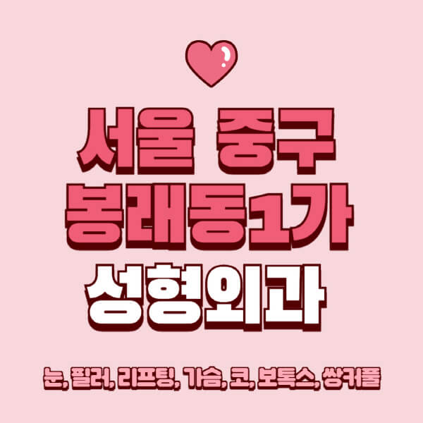 서울 중구 봉래동1가-성형외과-추천-유명한-곳-일요일-전문의-잘하는-곳-눈-필러-리프팅-가슴-코-보톡스-쌍커풀-후기